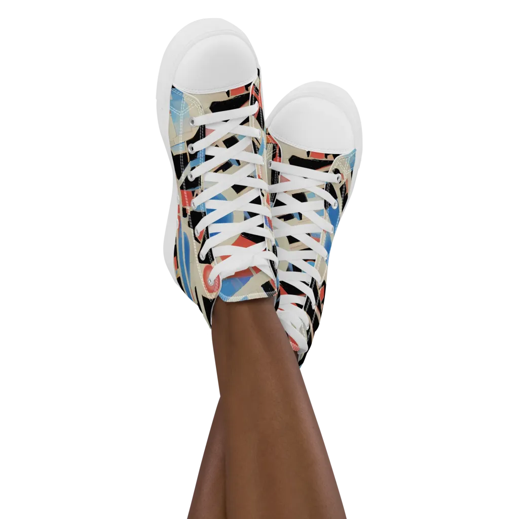 Orbit Deco on Women's High Top Canvas Shoes — Front