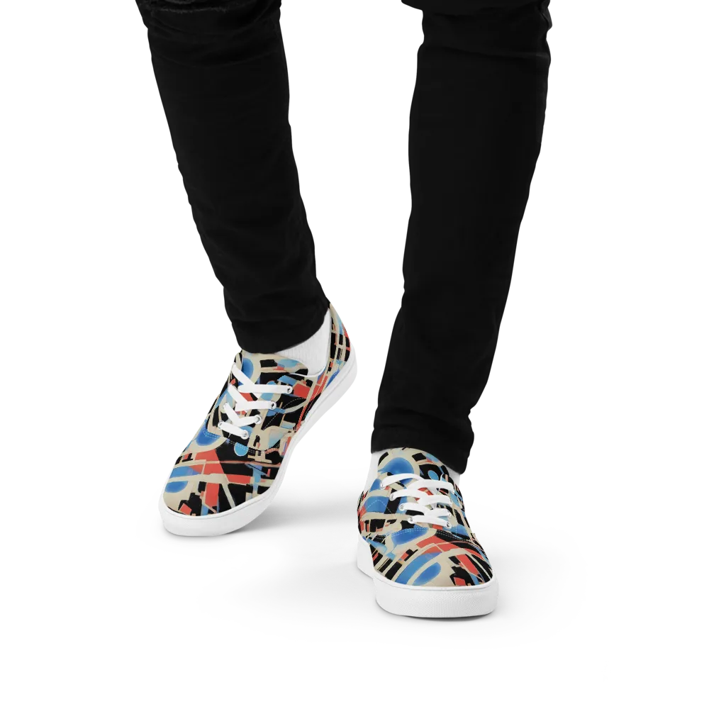 Orbit Deco on Men's Lace-Up Canvas Shoes — Front