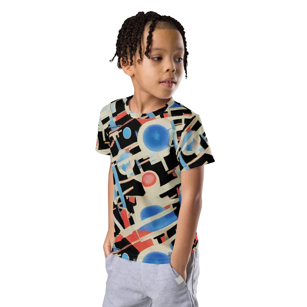 Orbit Deco on Kids Crew Neck T-Shirt — Left Front