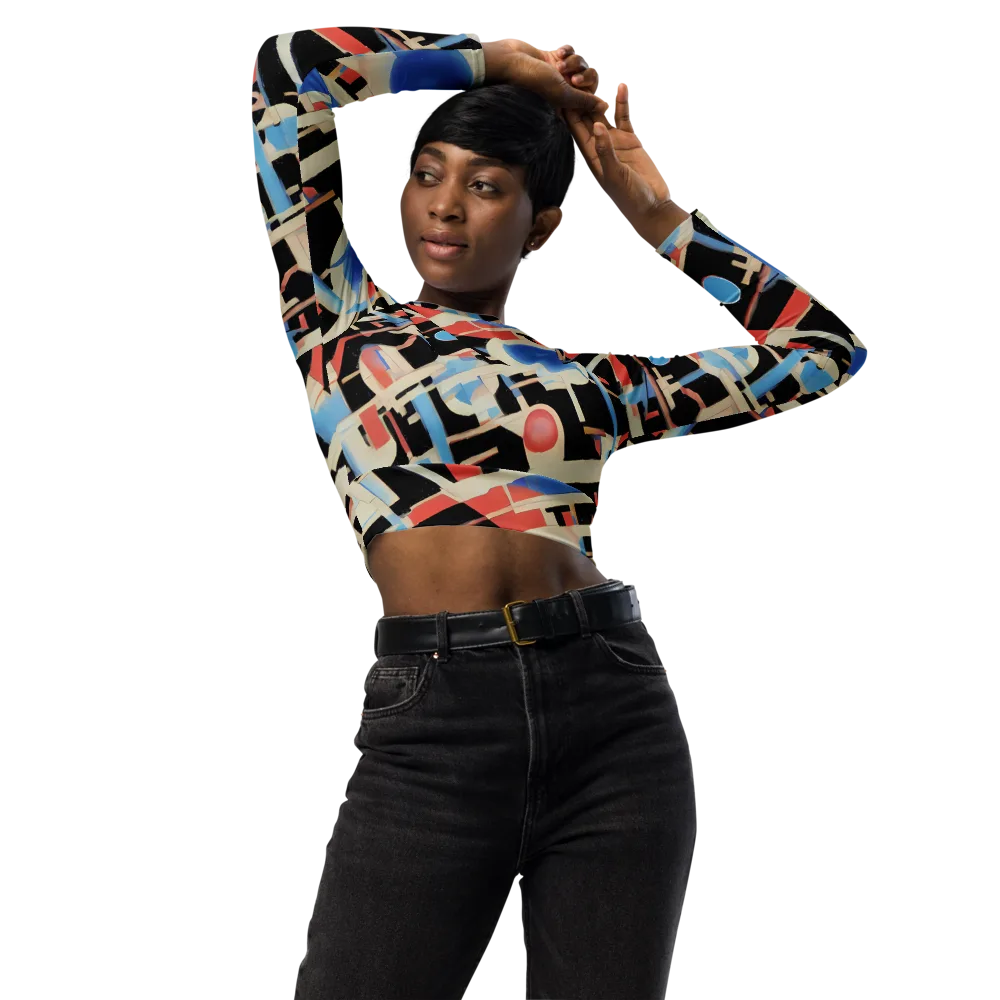 Orbit Deco on Long Sleeve Crop Top — Front