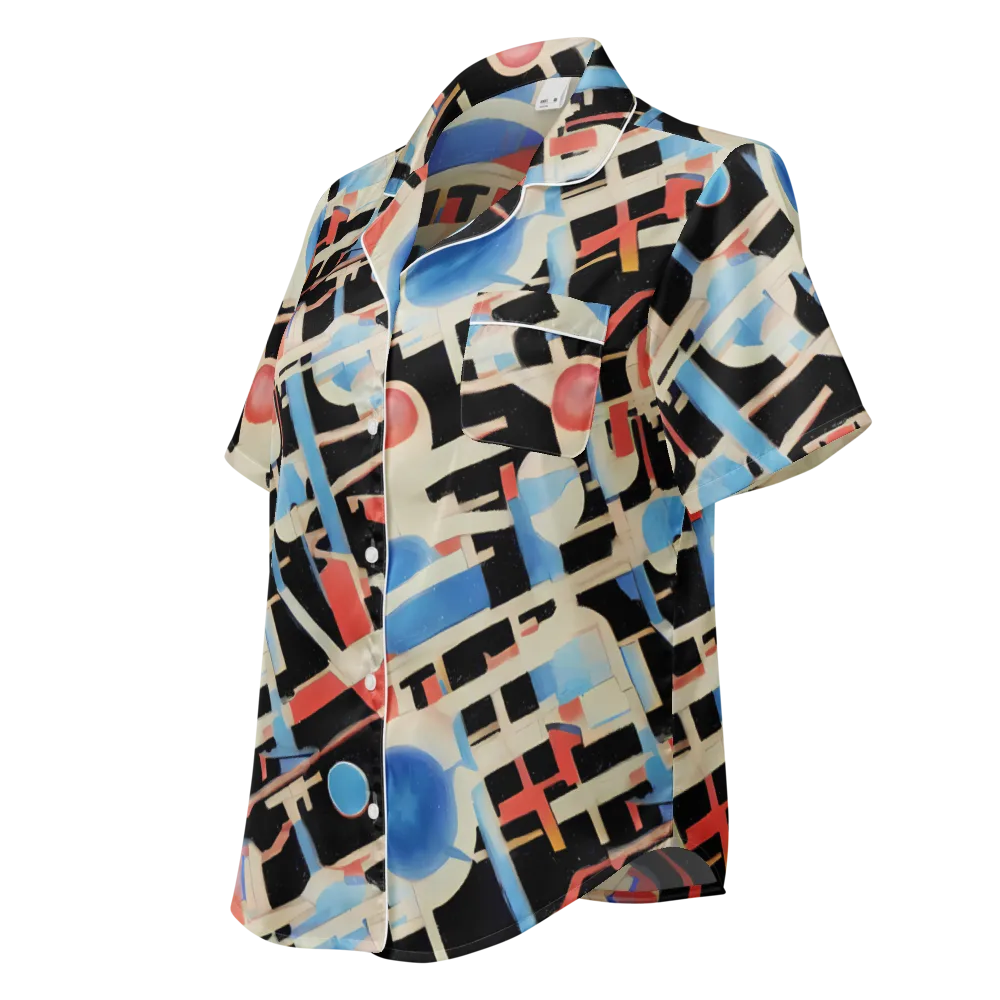 Orbit Deco on Women's Short Sleeve Pajama Top — Left Front