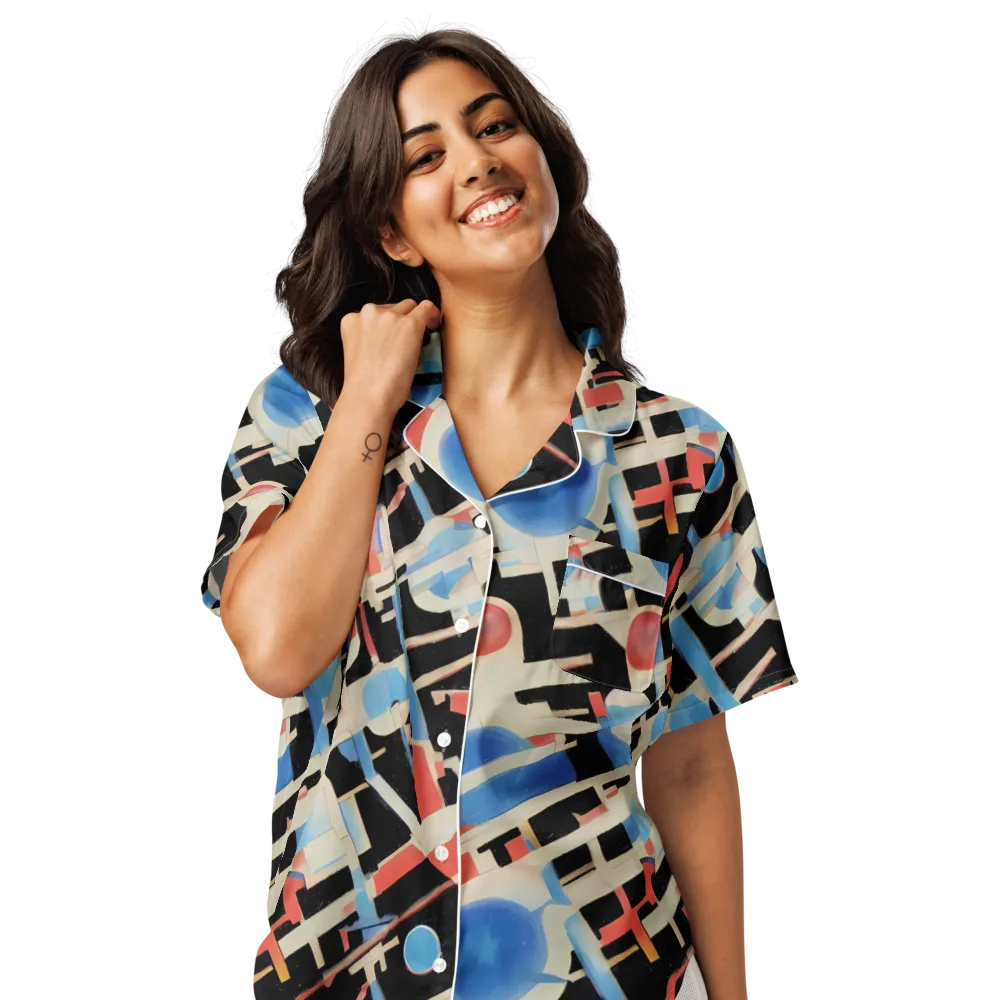 Orbit Deco on Women's Short Sleeve Pajama Top — Front