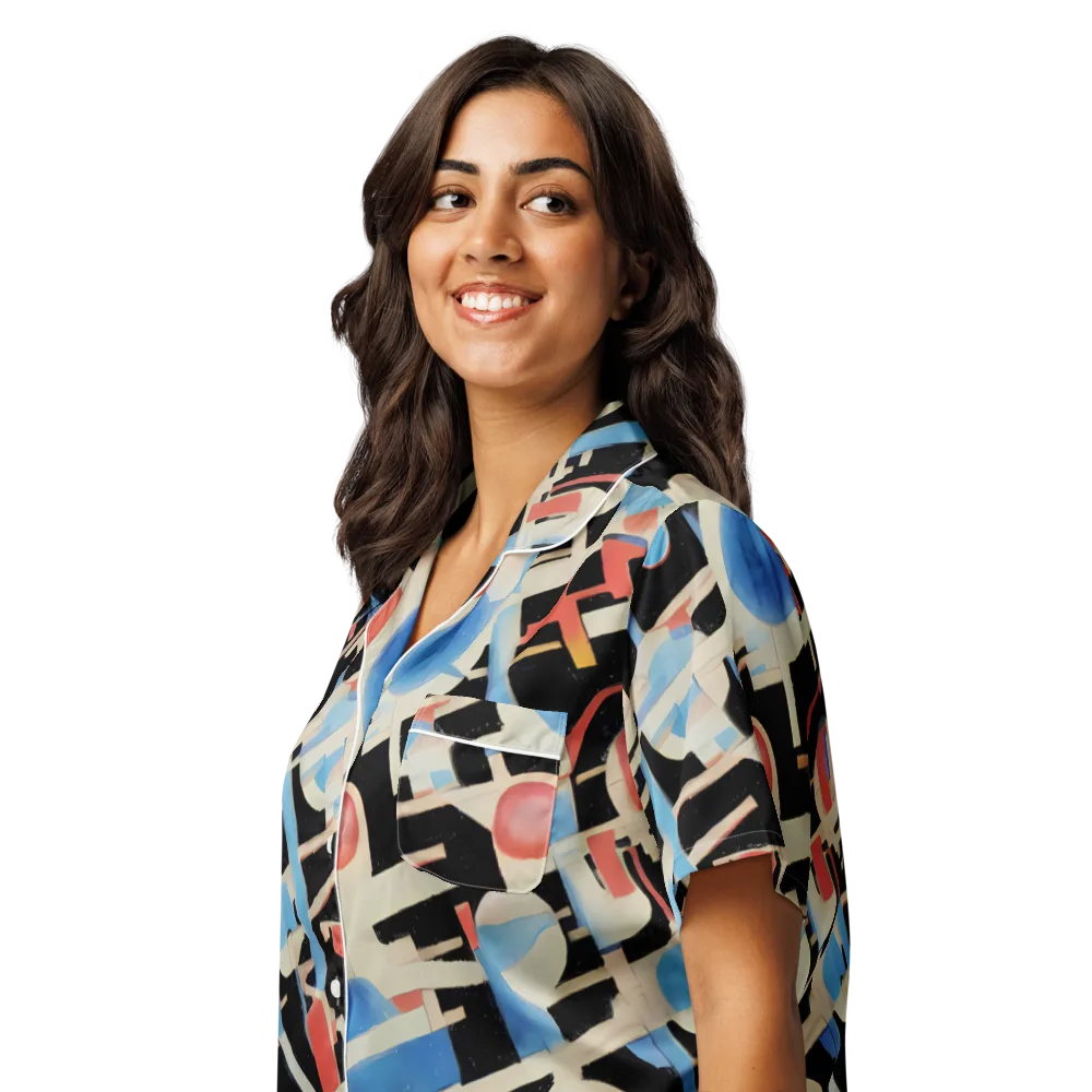 Orbit Deco on Women's Short Sleeve Pajama Top — Left Front