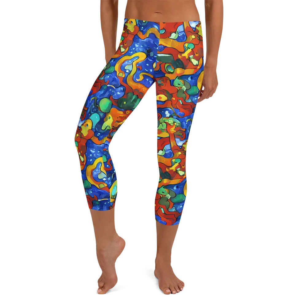 Technicolor Tide on Capri Leggings — Front