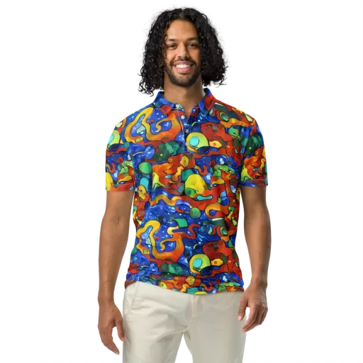 Technicolor Tide on a Men's Slim Fit Polo Shirt