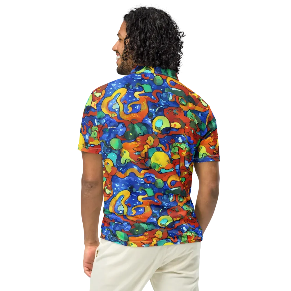 Technicolor Tide on Men's Slim Fit Polo Shirt — Back