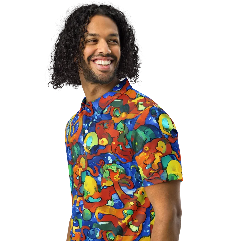 Technicolor Tide on Men's Slim Fit Polo Shirt — Left Front