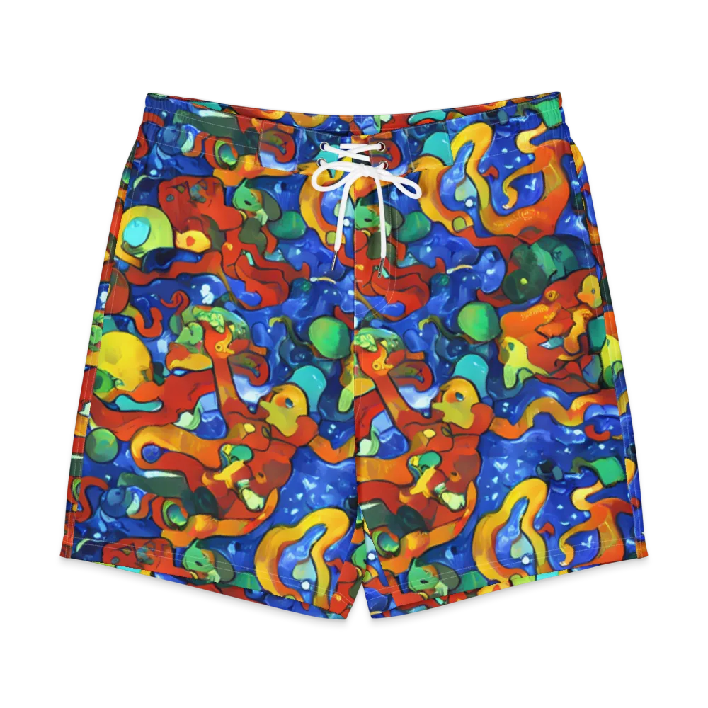 Technicolor Tide on Men's Board Shorts — Front