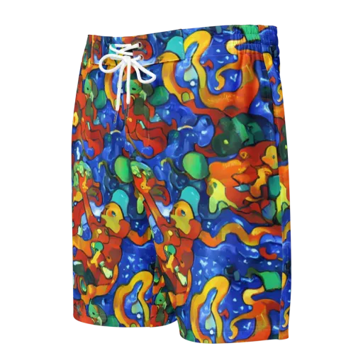 Technicolor Tide on a Men's Board Shorts