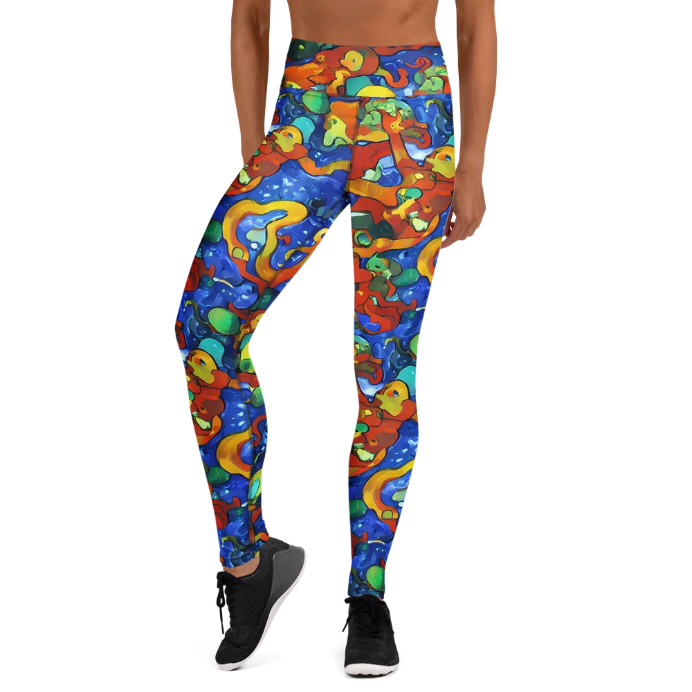 Technicolor Tide on Yoga Leggings — Front