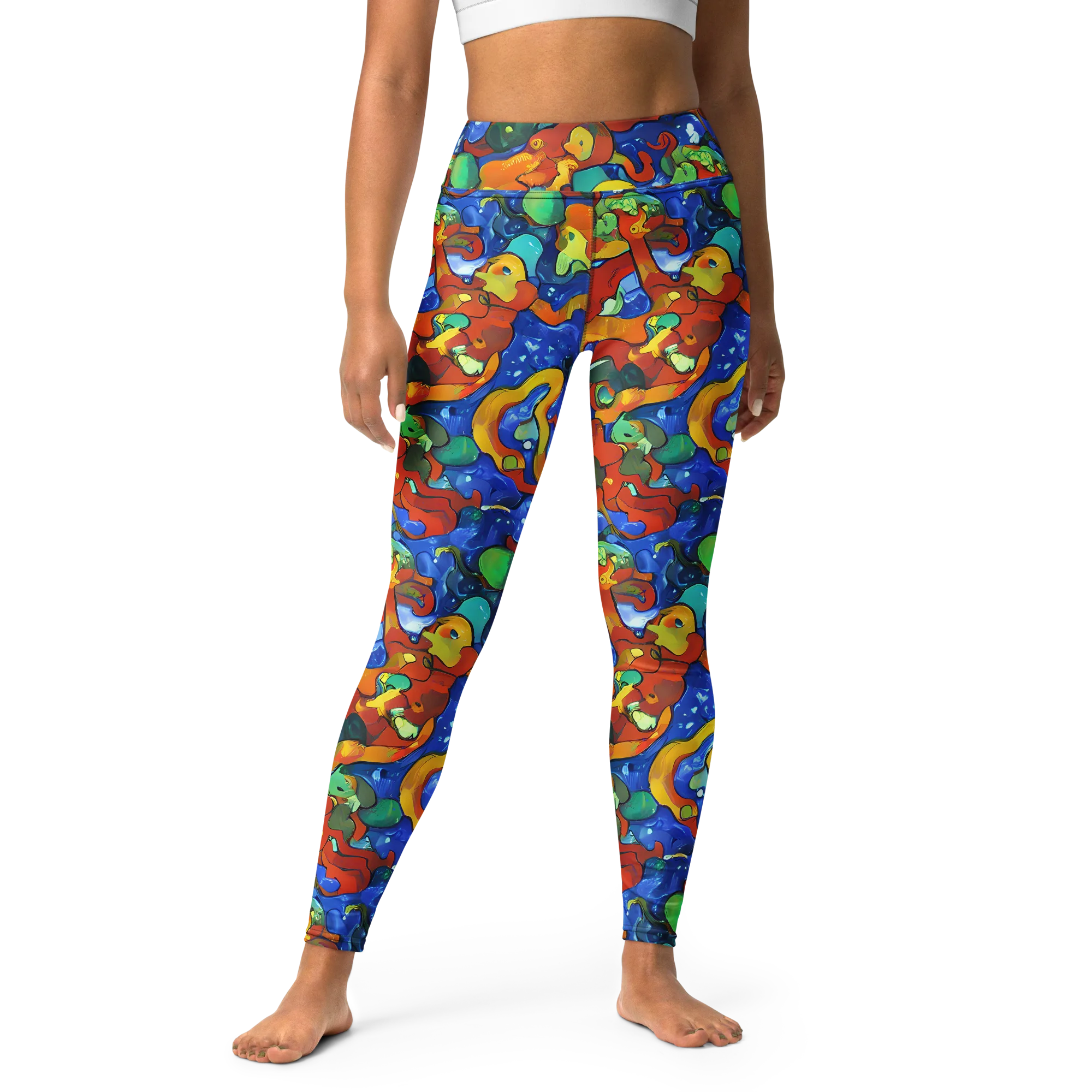 Technicolor Tide on Yoga Leggings — Front