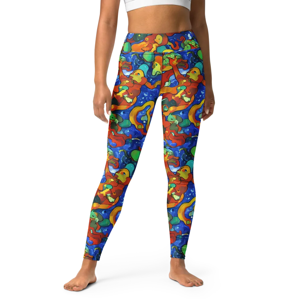 Technicolor Tide on Yoga Leggings — Front