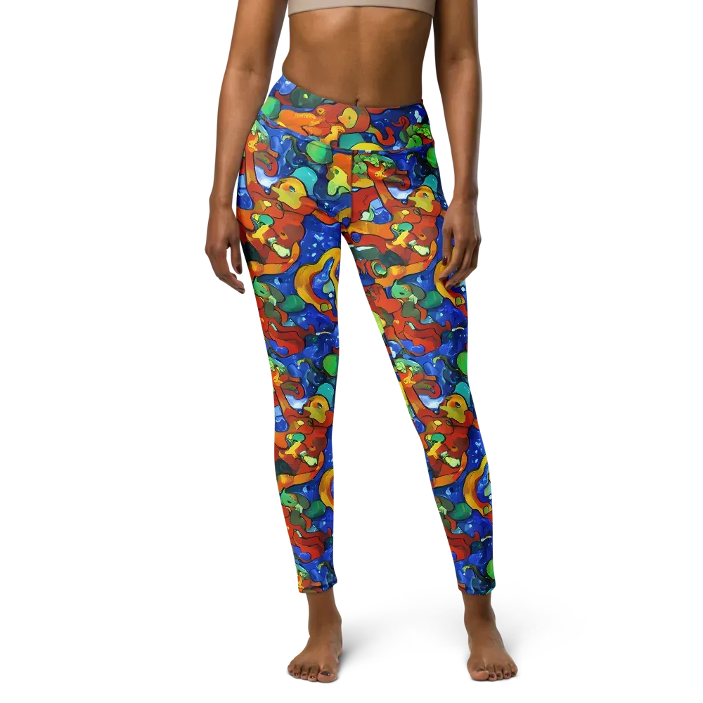 Technicolor Tide on Yoga Leggings — Front