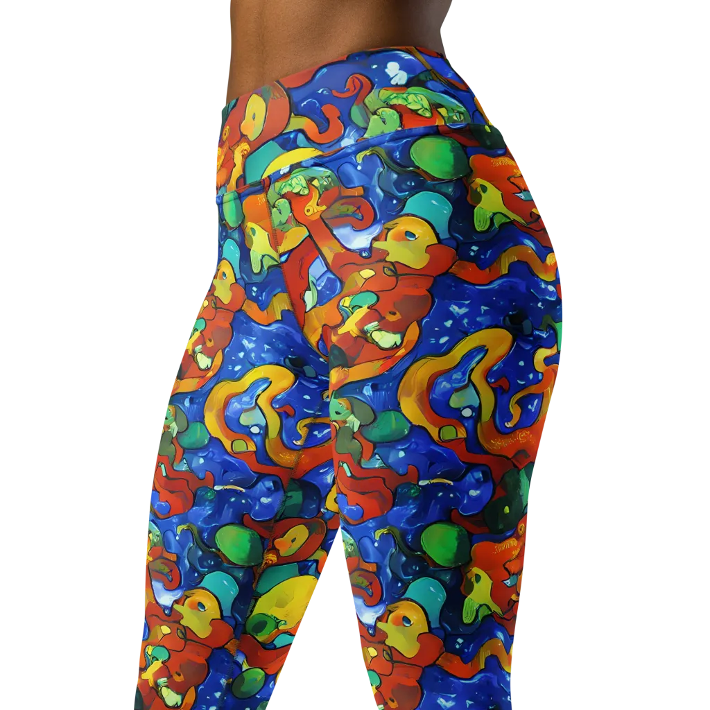 Technicolor Tide on Yoga Leggings — Left Front