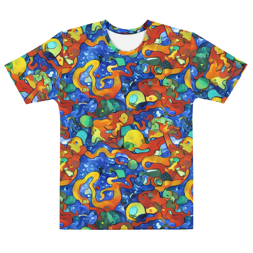 Technicolor Tide on Men's Cotton Crew Neck T-Shirt — Front