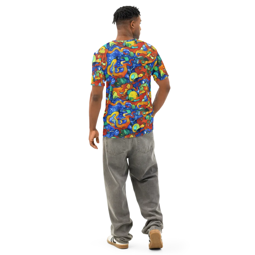 Technicolor Tide on Men's Cotton Crew Neck T-Shirt — Back