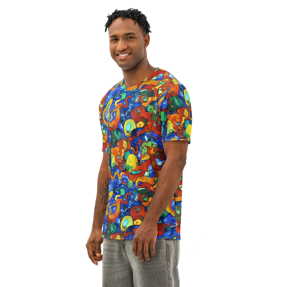 Technicolor Tide on Men's Cotton Crew Neck T-Shirt — Left Front