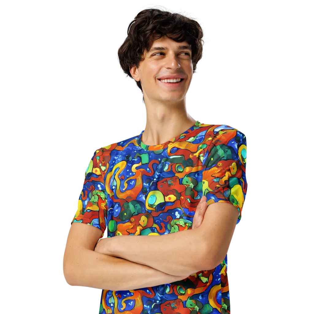 Technicolor Tide on Men's Crew Neck T-Shirt — Left Front
