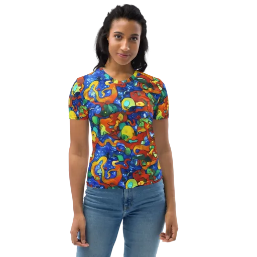 Technicolor Tide on a Women's Crew Neck T-Shirt