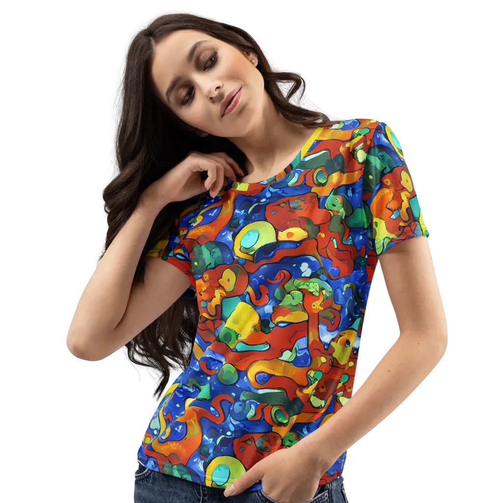 Technicolor Tide on Women's Crew Neck T-Shirt — Left Front