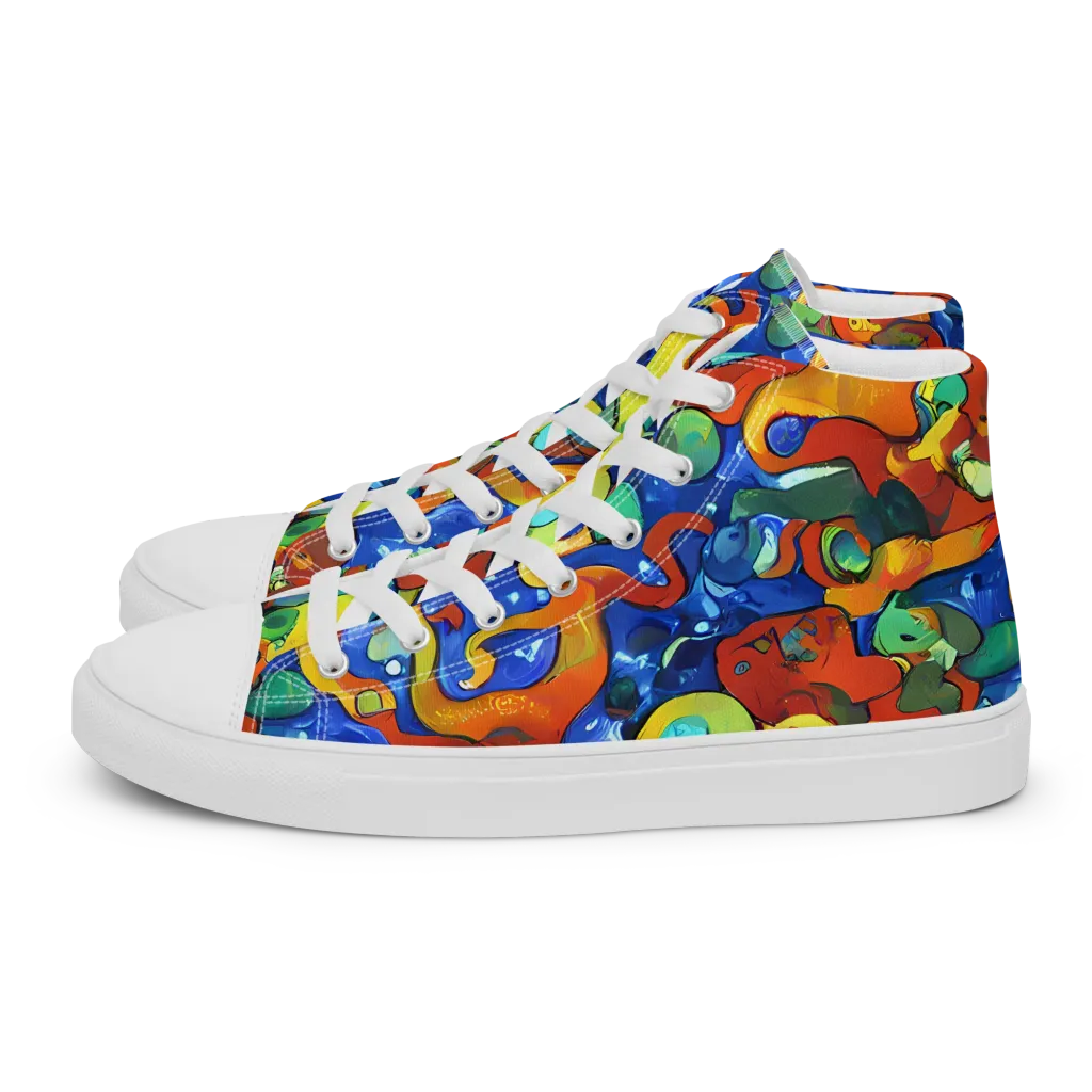 Technicolor Tide on Women's High Top Canvas Shoes — Left