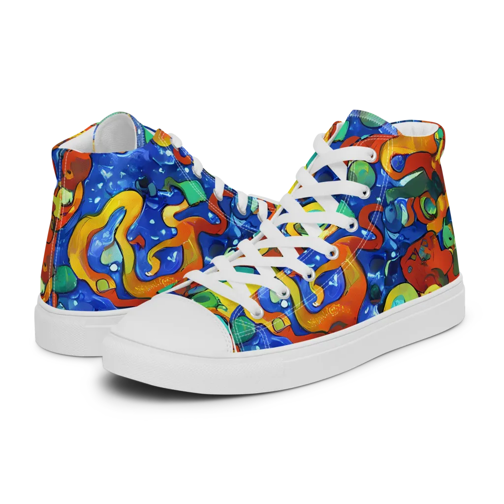 Technicolor Tide on Women's High Top Canvas Shoes — Left