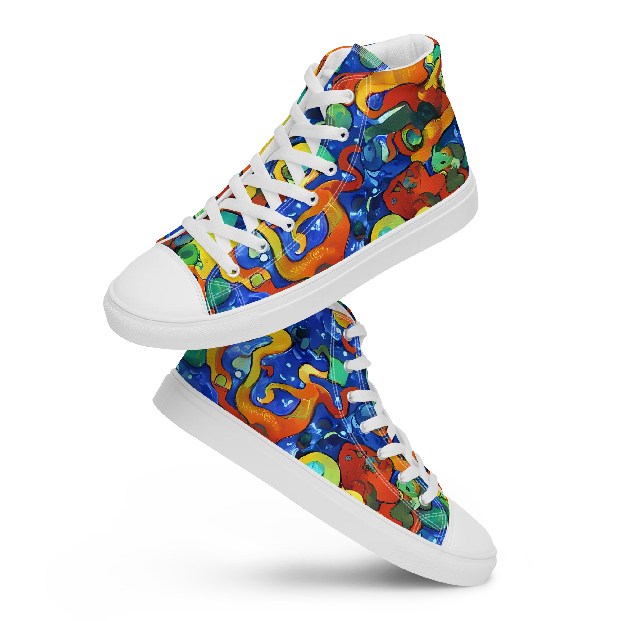 Technicolor Tide on Women's High Top Canvas Shoes — Front