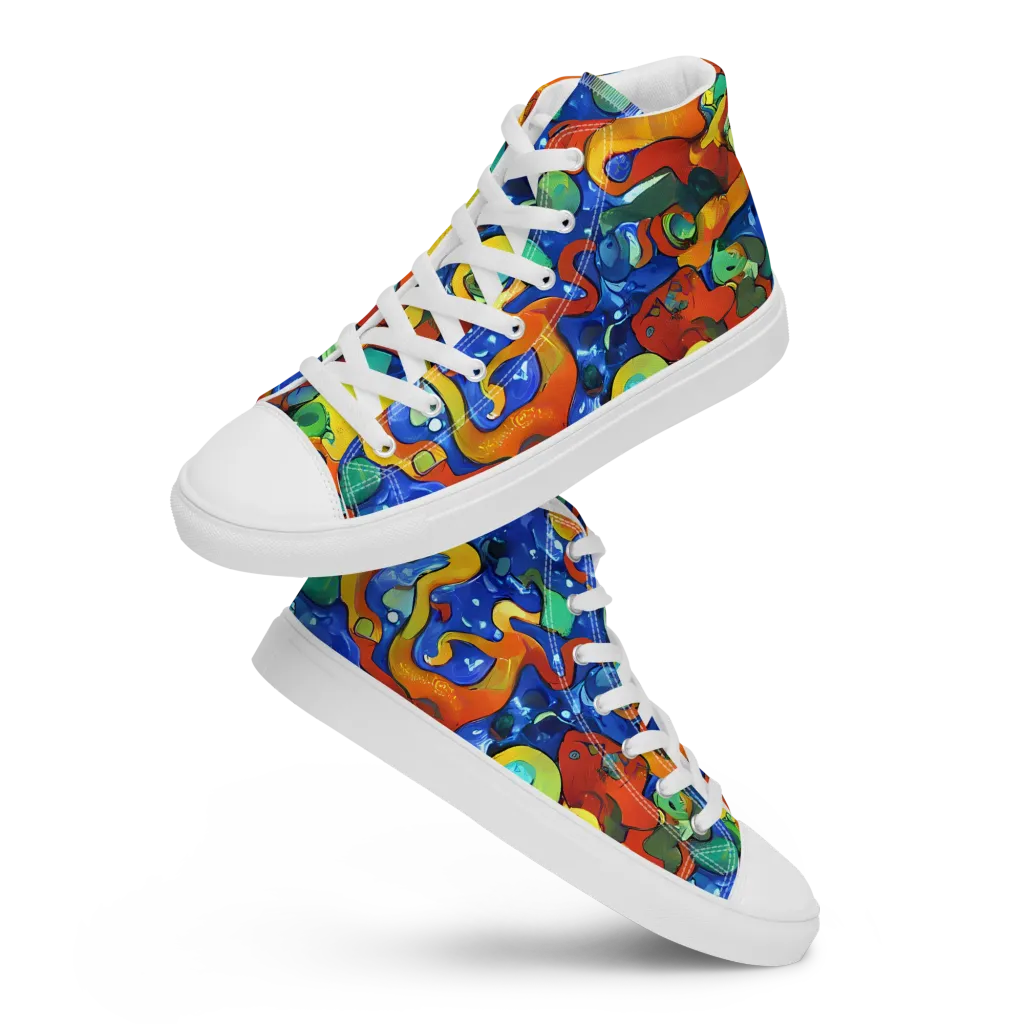 Technicolor Tide on Women's High Top Canvas Shoes — Front