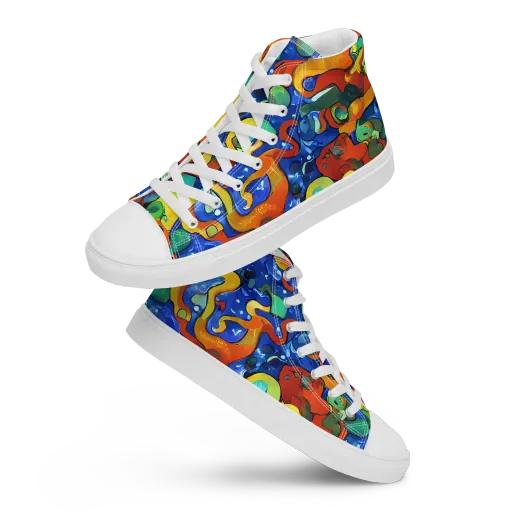 Technicolor Tide on a Women's High Top Canvas Shoes