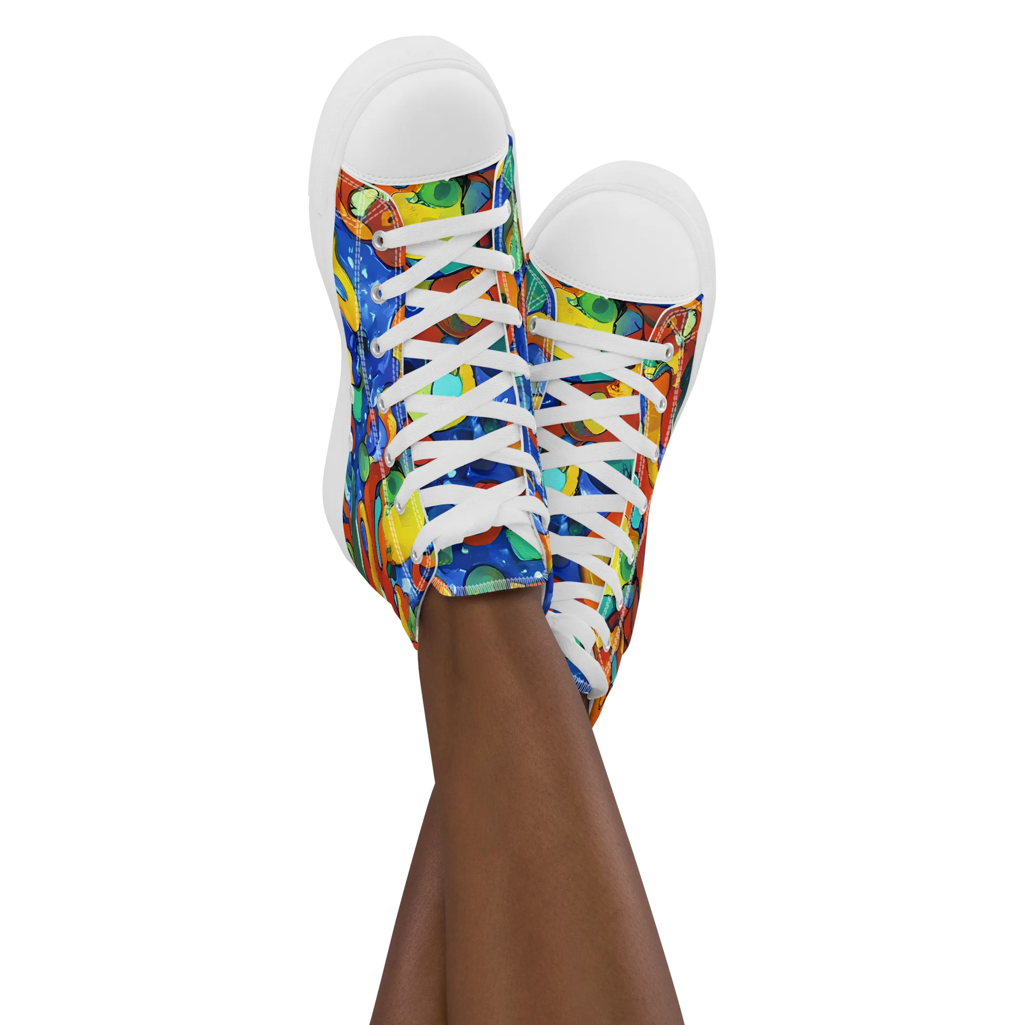 Technicolor Tide on Women's High Top Canvas Shoes — Front