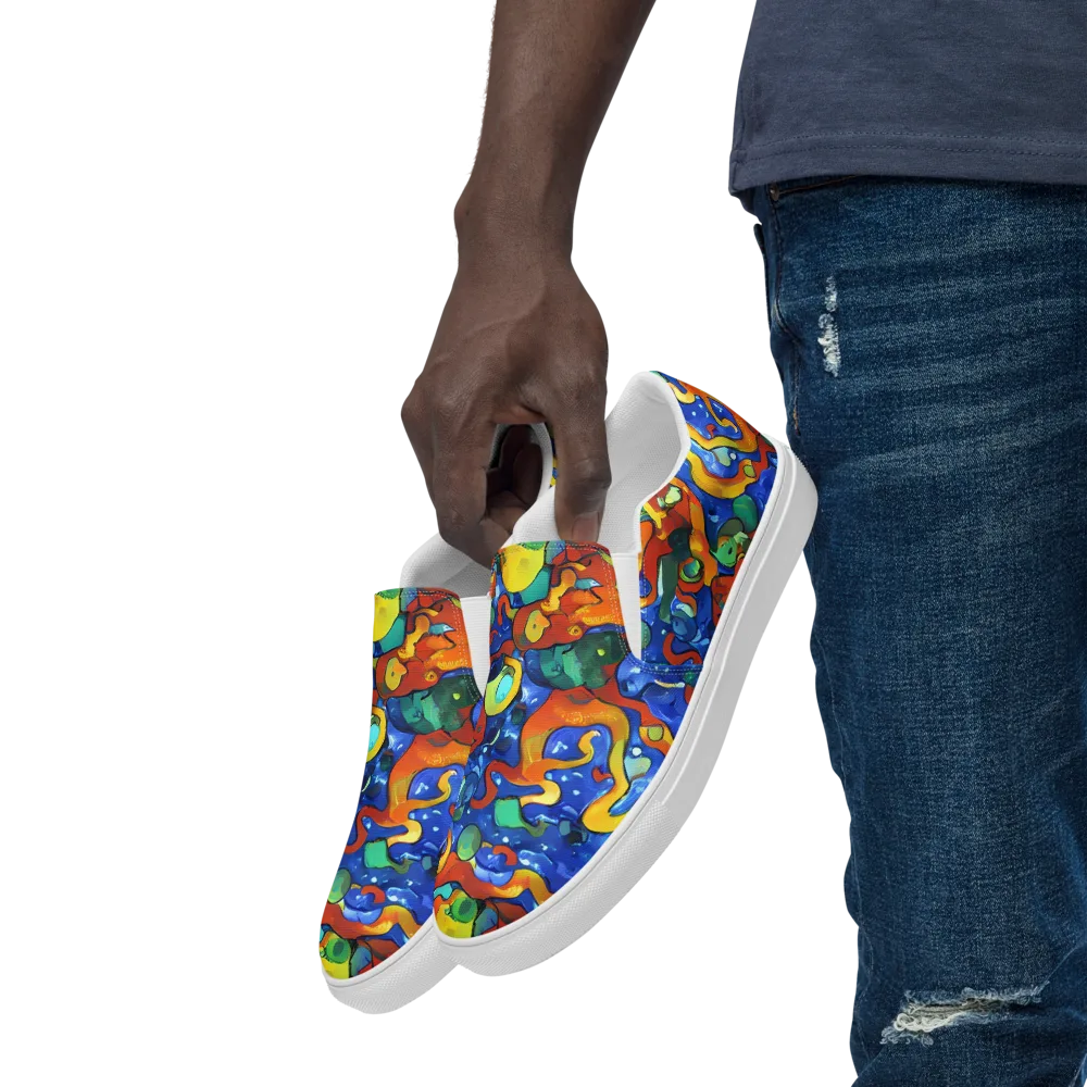 Technicolor Tide on Men's Slip-On Canvas Shoes — Left Front