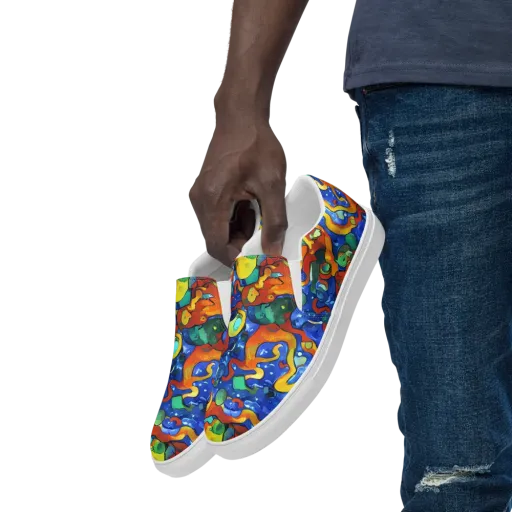 Technicolor Tide on a Men's Slip-On Canvas Shoes