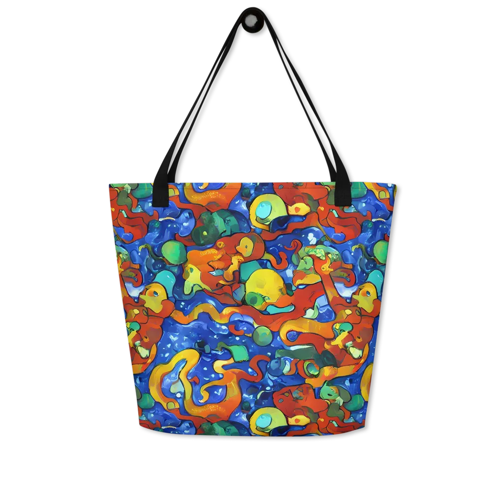 Technicolor Tide on Large Tote Bag W/ Pocket — Front