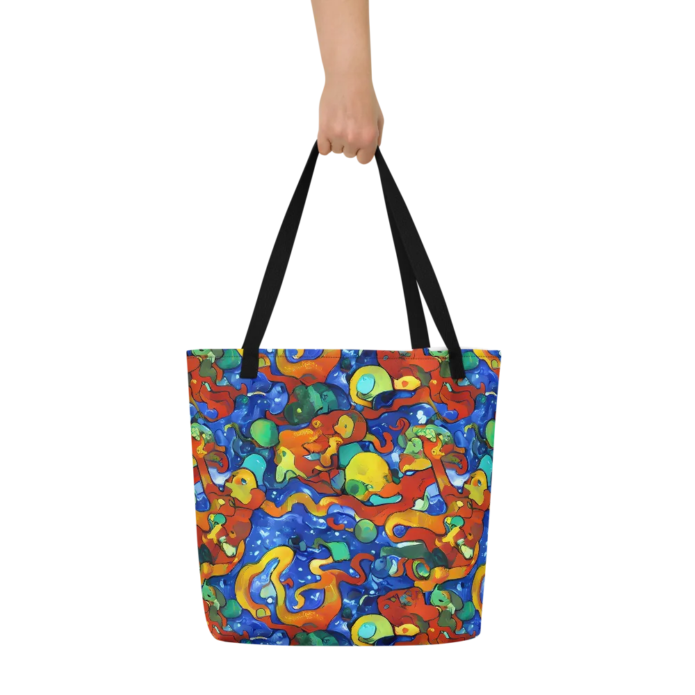 Technicolor Tide on Large Tote Bag W/ Pocket — Front