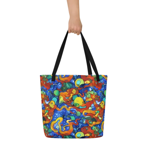Technicolor Tide on a Large Tote Bag W/ Pocket
