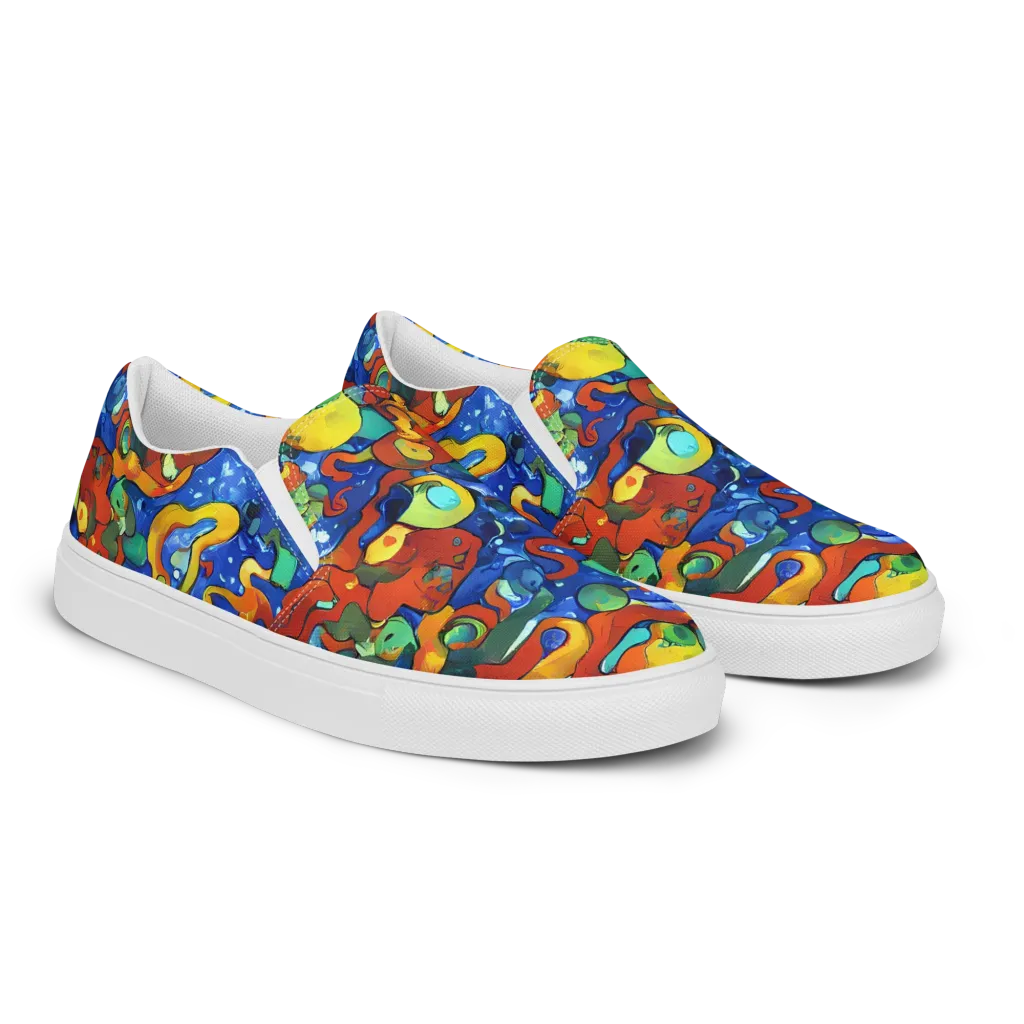 Technicolor Tide on Women's Slip-On Canvas Shoes — Right Front