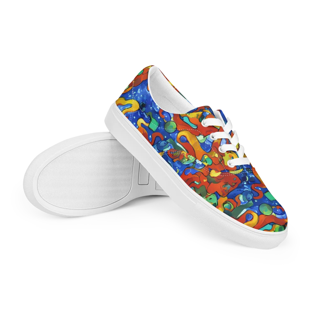 Technicolor Tide on Men's Lace-Up Canvas Shoes — Right Front