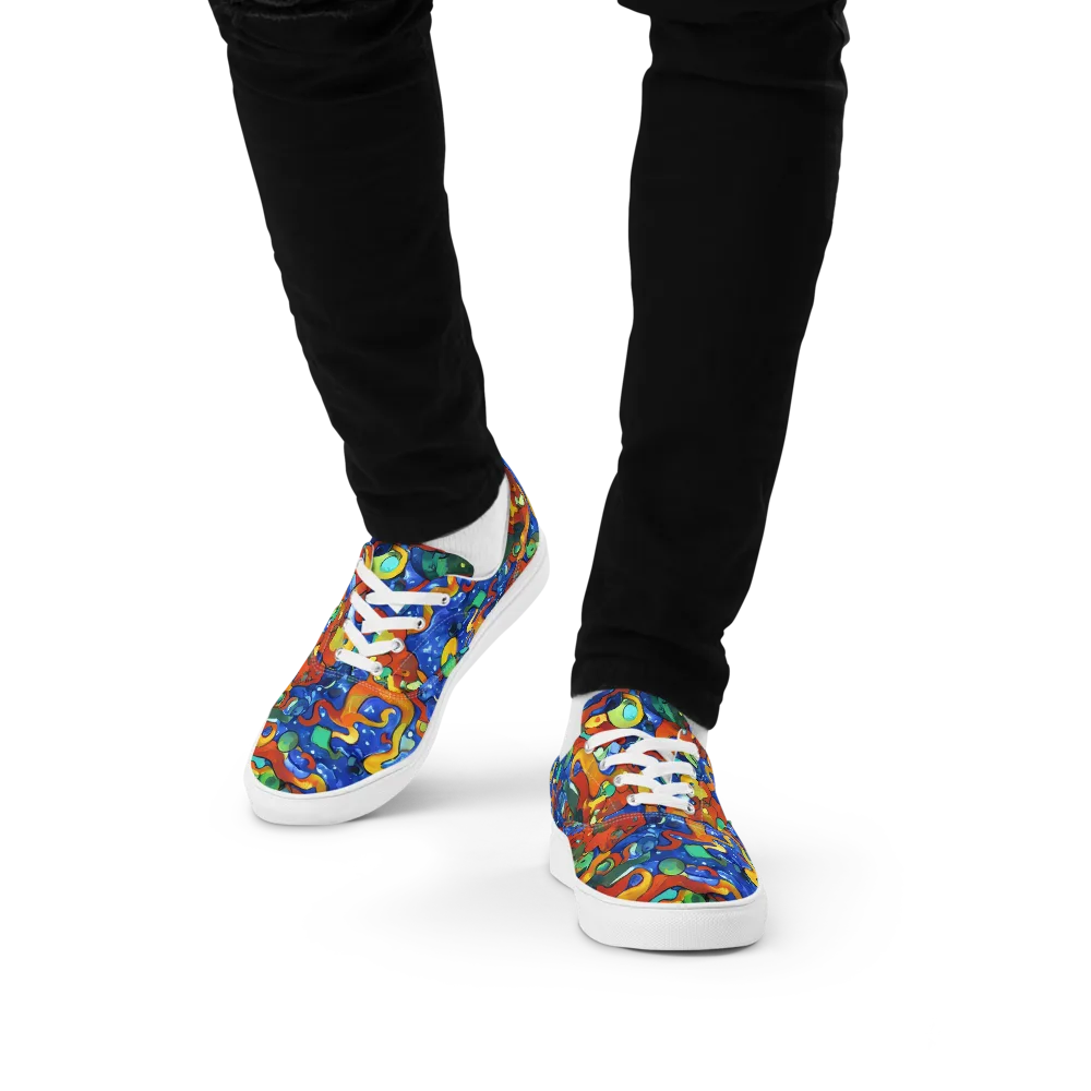 Technicolor Tide on Men's Lace-Up Canvas Shoes — Front