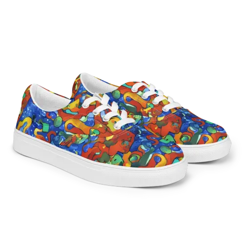 Technicolor Tide on a Men's Lace-Up Canvas Shoes