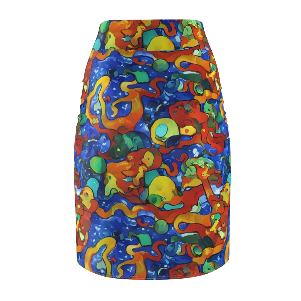 Technicolor Tide on Pencil Skirt — Back