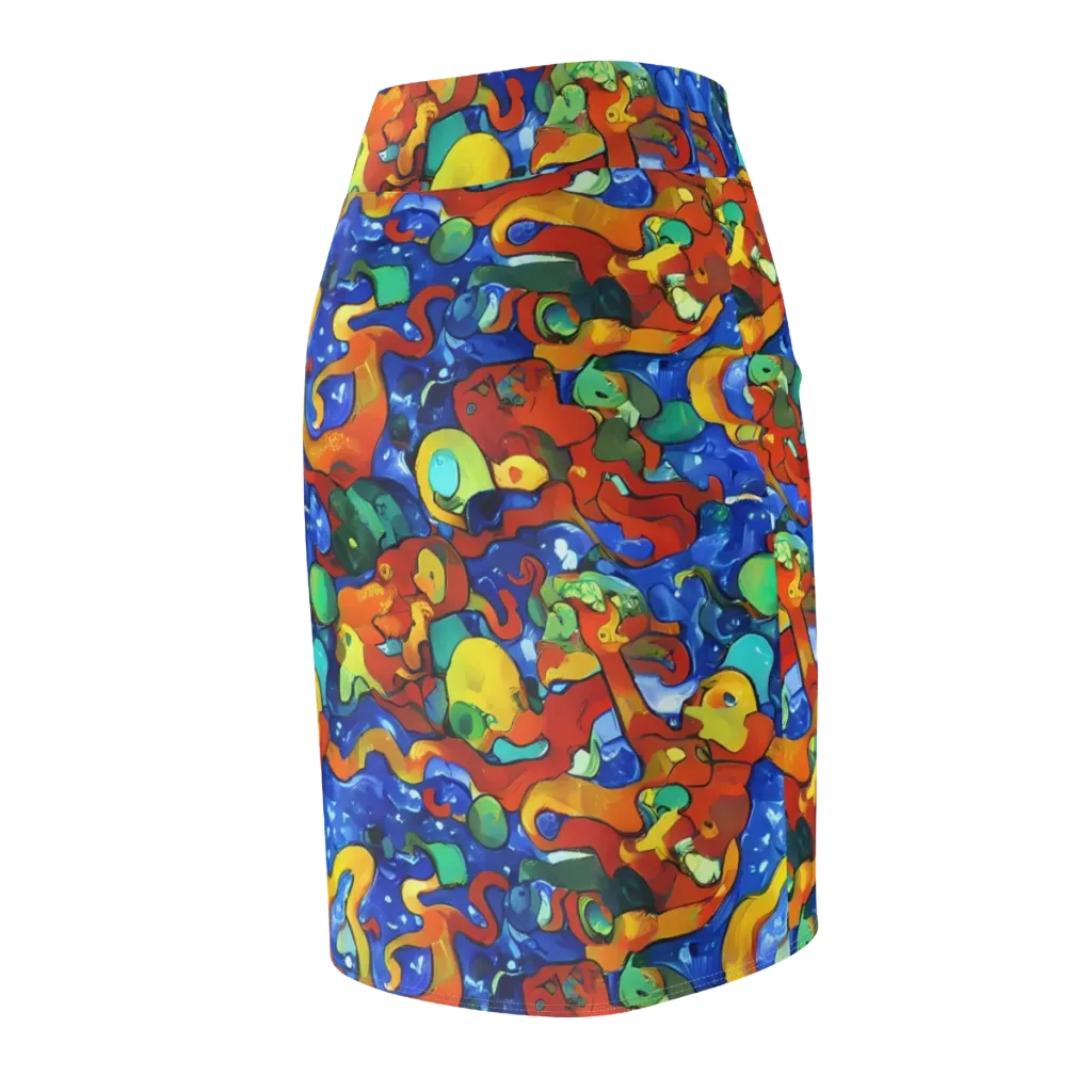 Technicolor Tide on Pencil Skirt — Back Side