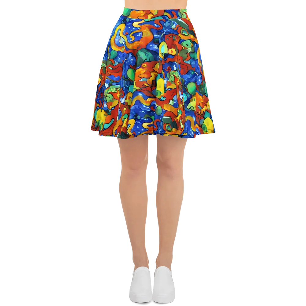 Technicolor Tide on Skater Skirt — Front