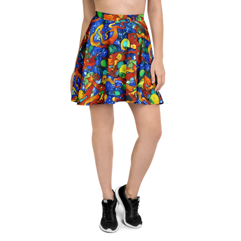 Technicolor Tide on Skater Skirt — Front