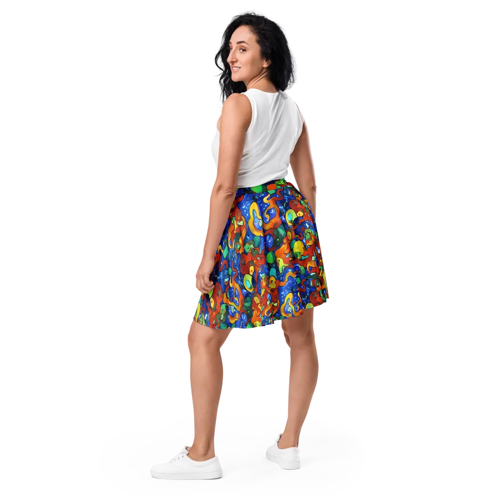 Technicolor Tide on Skater Skirt — Back
