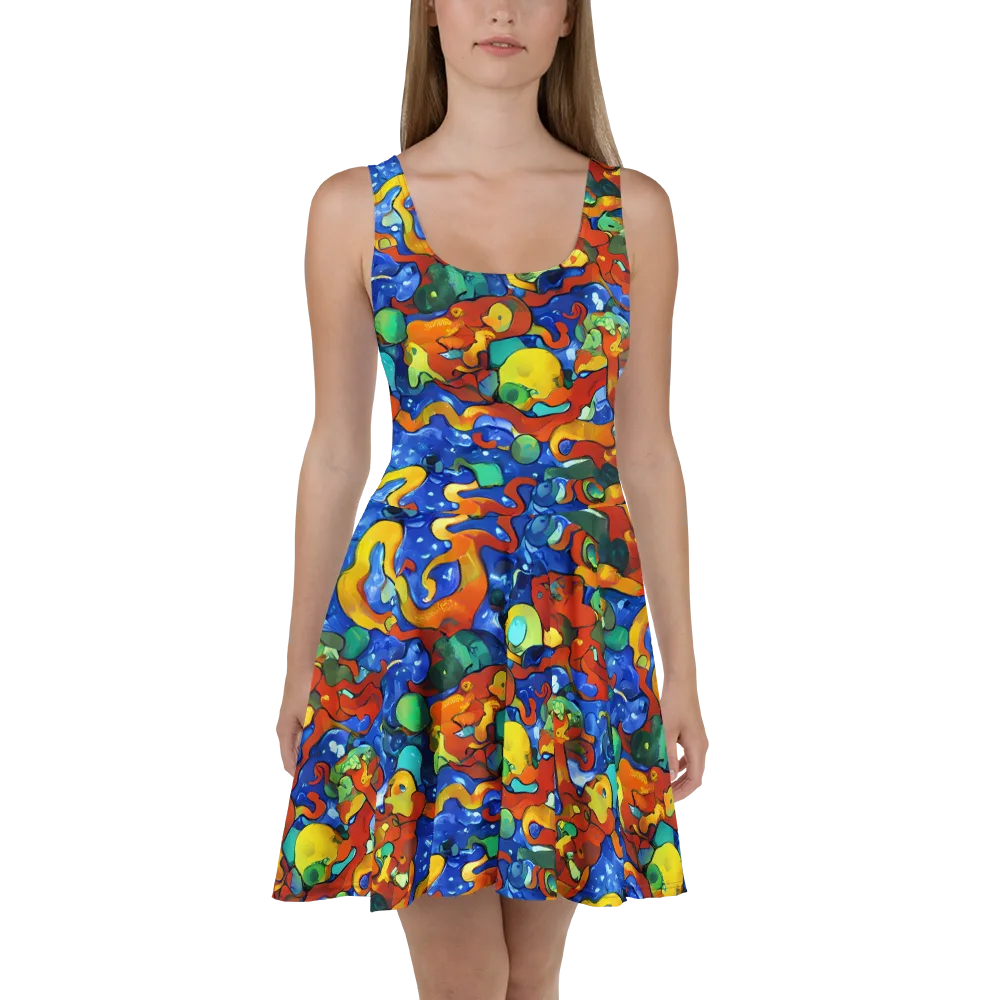 Technicolor Tide on Skater Dress — Front