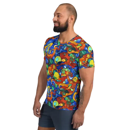 Technicolor Tide on a Men's Athletic T-Shirt