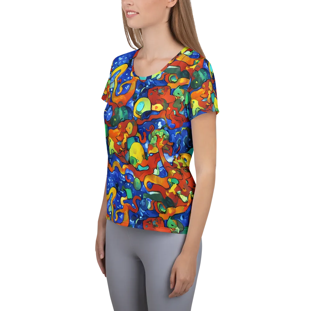 Technicolor Tide on Women's Athletic T-Shirt — Left