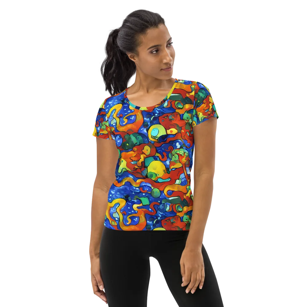Technicolor Tide on Women's Athletic T-Shirt — Front