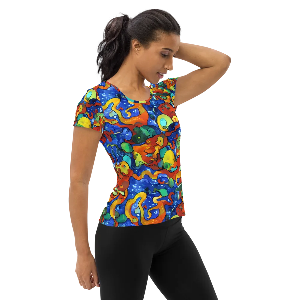 Technicolor Tide on Women's Athletic T-Shirt — Right