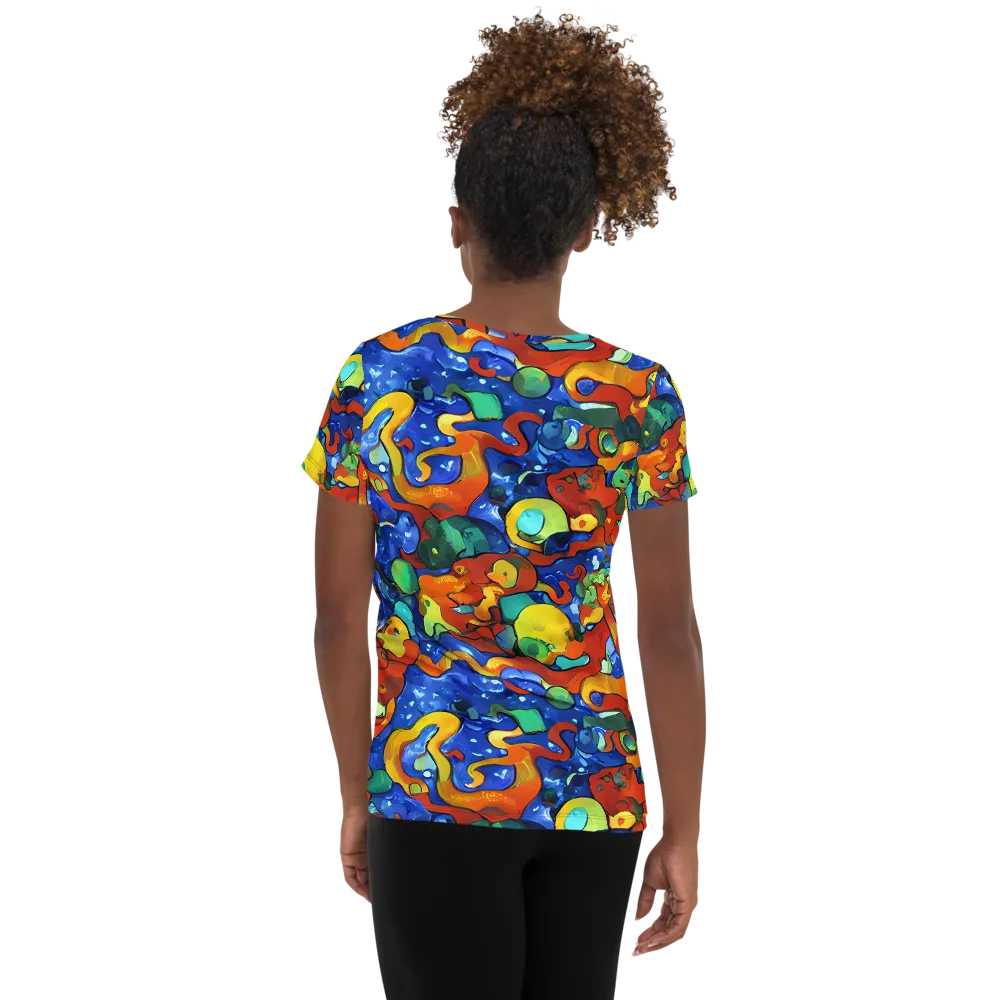 Technicolor Tide on Women's Athletic T-Shirt — Back